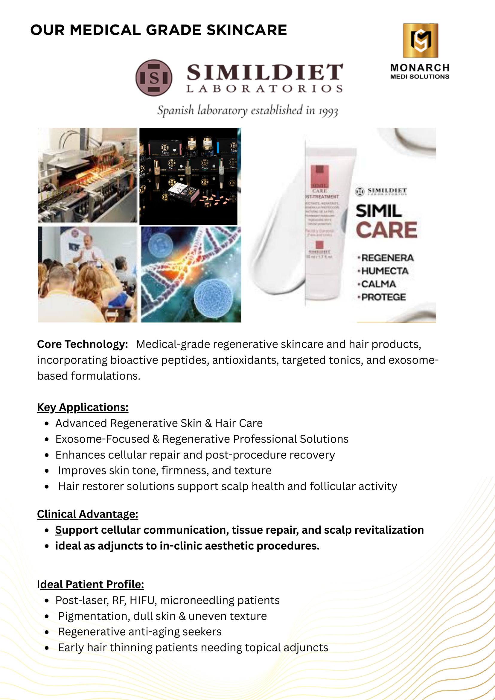 SIMILDIET Laboratorios SIMIL CARE regenerative skincare range, supplied in Malaysia by Monarch Medi Solutions